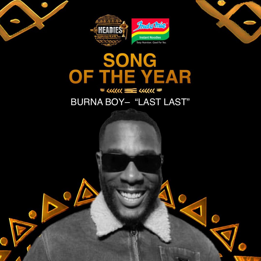 Burna Boy wins Song of the Year award at the 16th Headies Awards