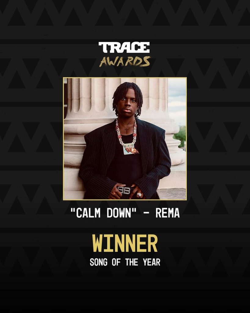 Rema's Cal Down wins Song of the Year at Trace Awards - Afrocritik