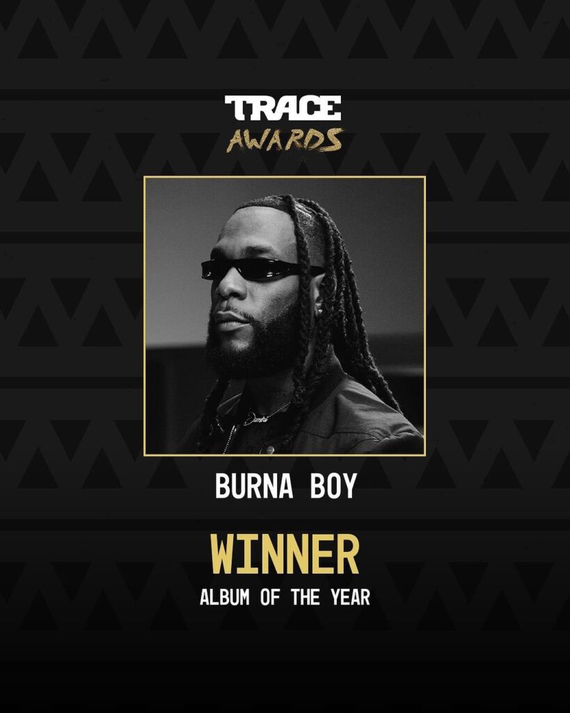Burna Boy wins Album of the Year for Love, Damini at the Trace Awards - Afrocritik