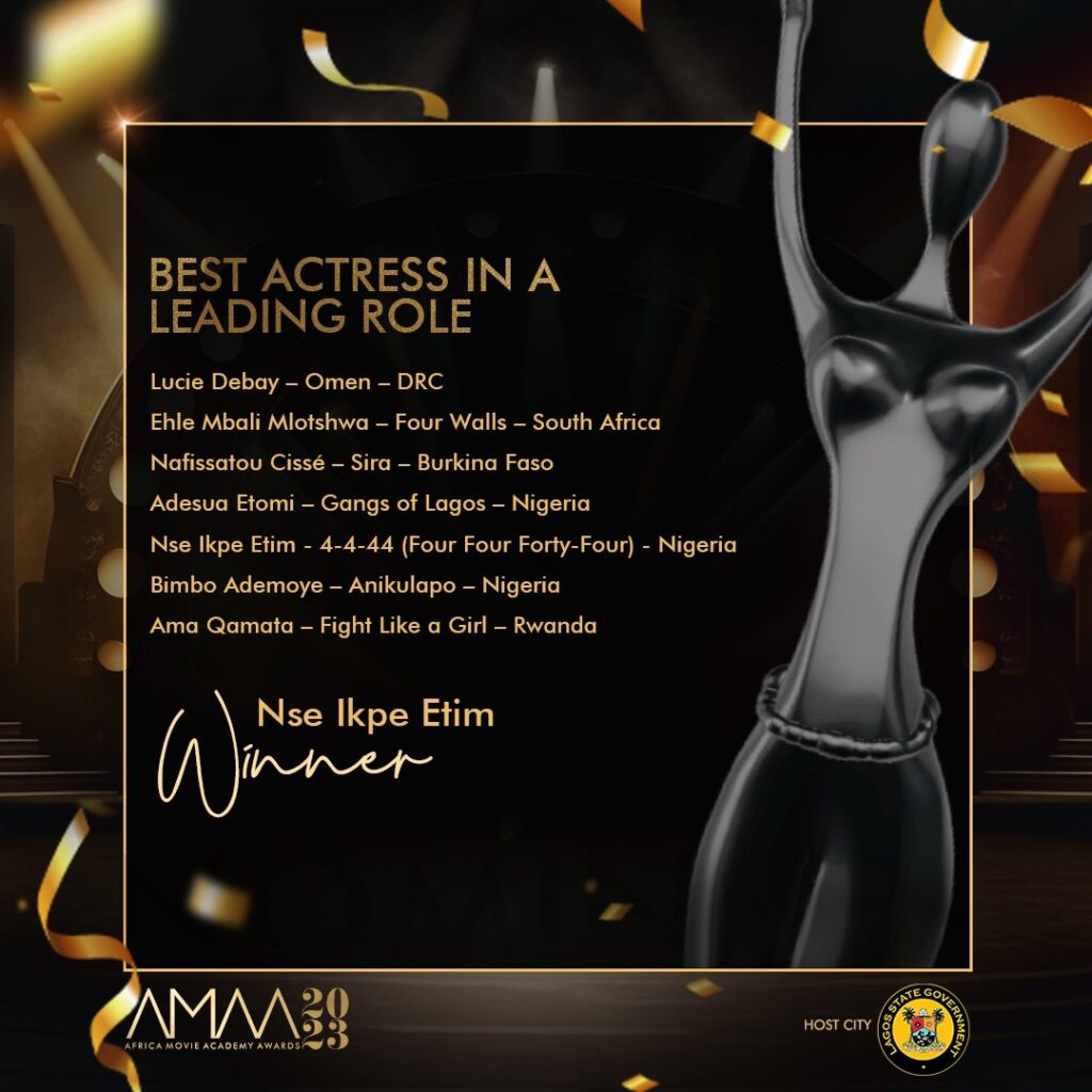 Best Actress in a Leading Role - Nse Ikpe Etim - AMAA 2023 - Afrocritik