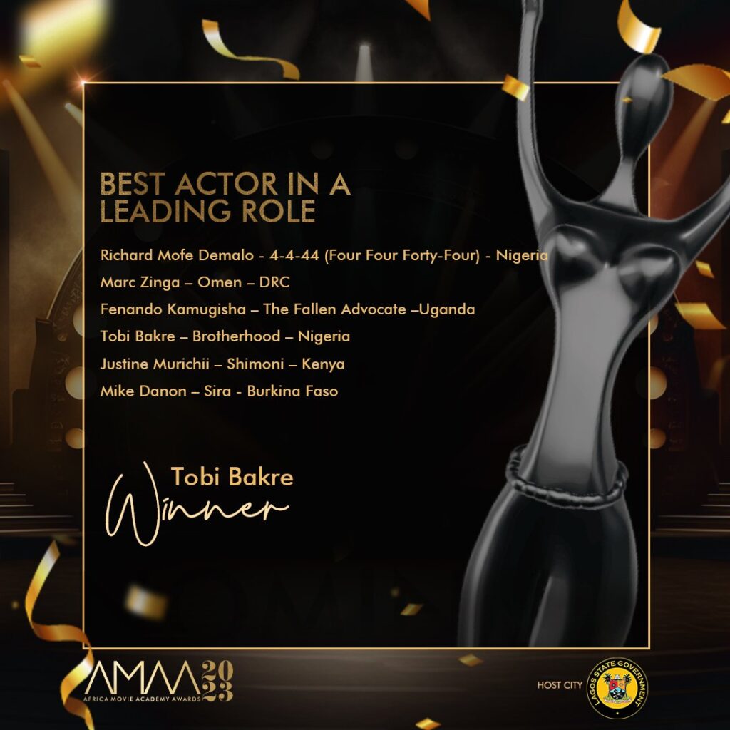 Best Actor in a Leading Role - Tobi Bakre - Gangs of Lagos - AMAA 2023 - Afrocritik